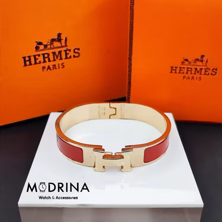 دستبند هرمس (Hermes) قرمز رزگلد
