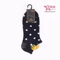 جوراب کوتاه طرح دار رنگِ مشکی مدل خالدار EMOJI-01