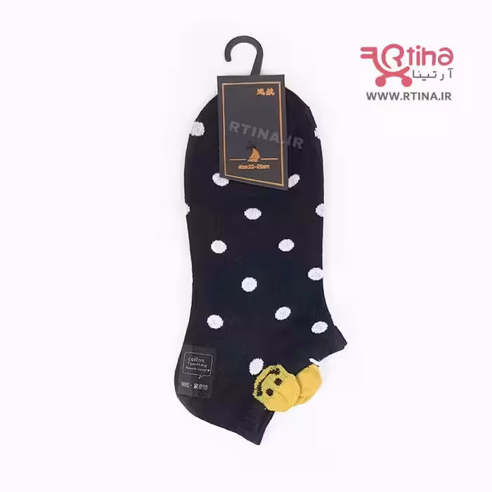 جوراب کوتاه طرح دار رنگِ مشکی مدل خالدار EMOJI-01