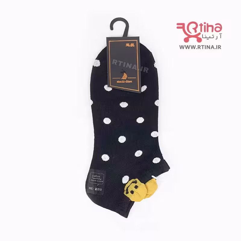 جوراب کوتاه طرح دار رنگِ مشکی مدل خالدار EMOJI-01