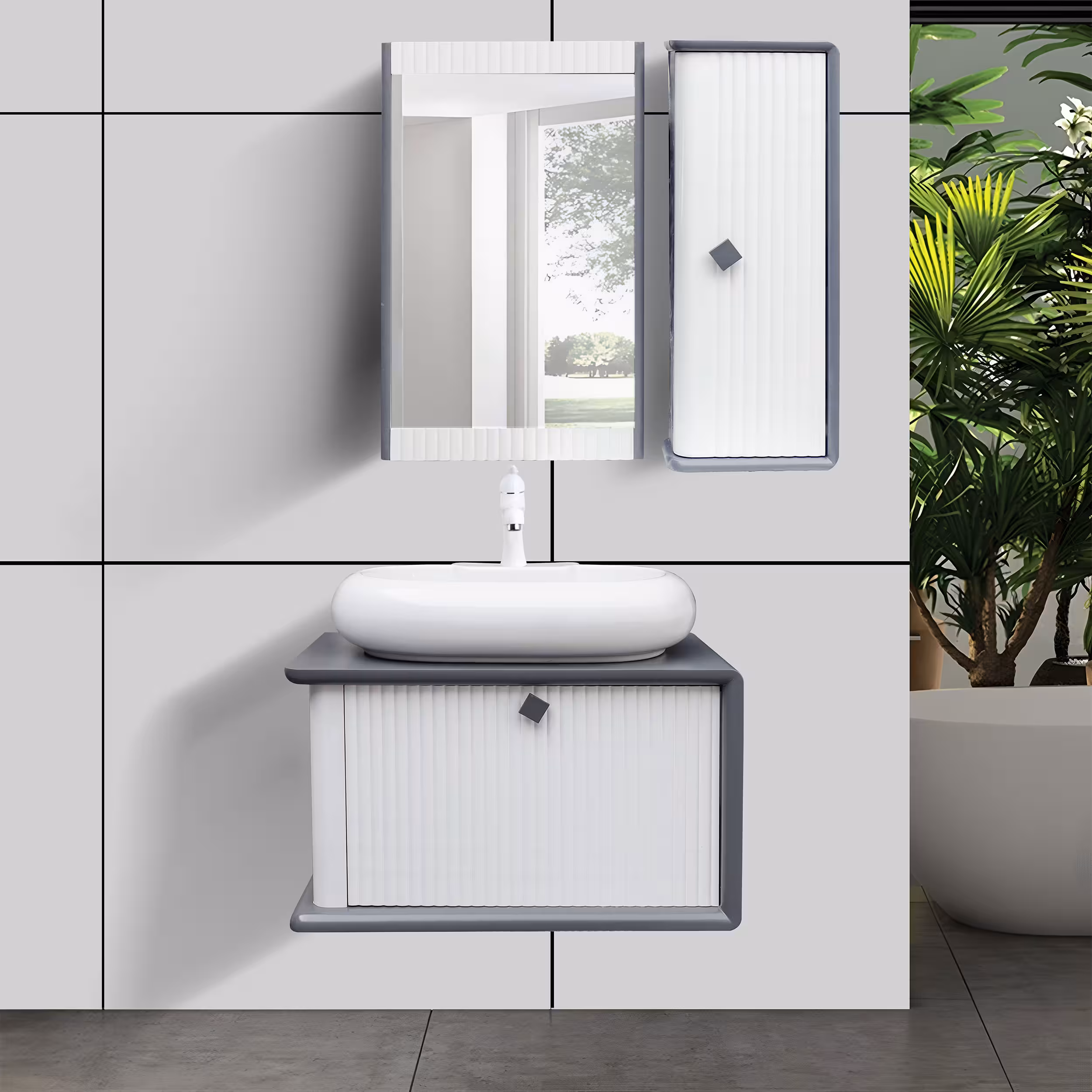 روشویی کابینتی تولیدی حبیبی سایز 40*70 کد RO-001