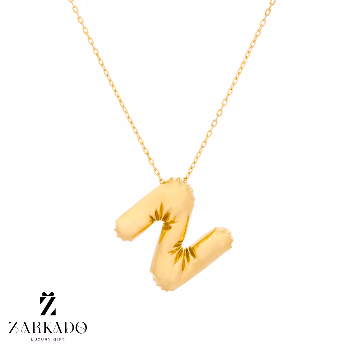 گردنبند طلا حرف انگلیسی Z مدل بادکنکی کد N5543