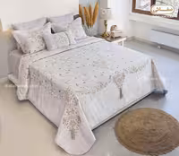 روتختی دونفره عروس 7 تکه طرح پتینه استلا طوسی