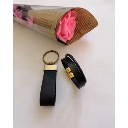 دستبند جاسویچی چرم طبیعی بدون پلاک