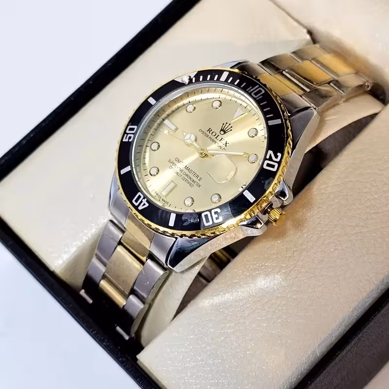 ساعت رولکس دیت جاست – کیفیت بالا – دو رنگ صفحه طلایی – 107301