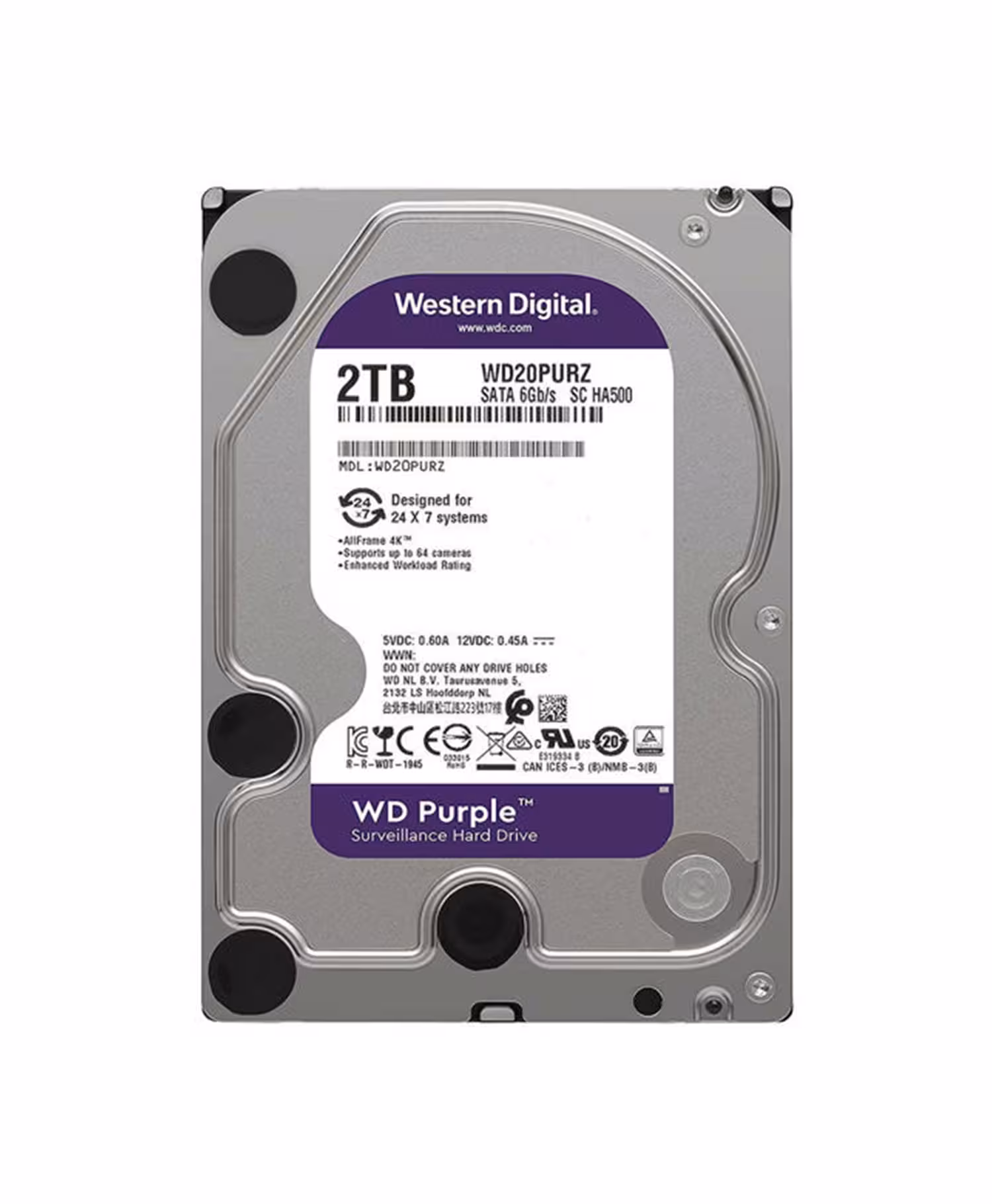 هارددیسک اینترنال بنفش وسترن دیجیتال WD20PURZ ظرفیت 2 ترابایت