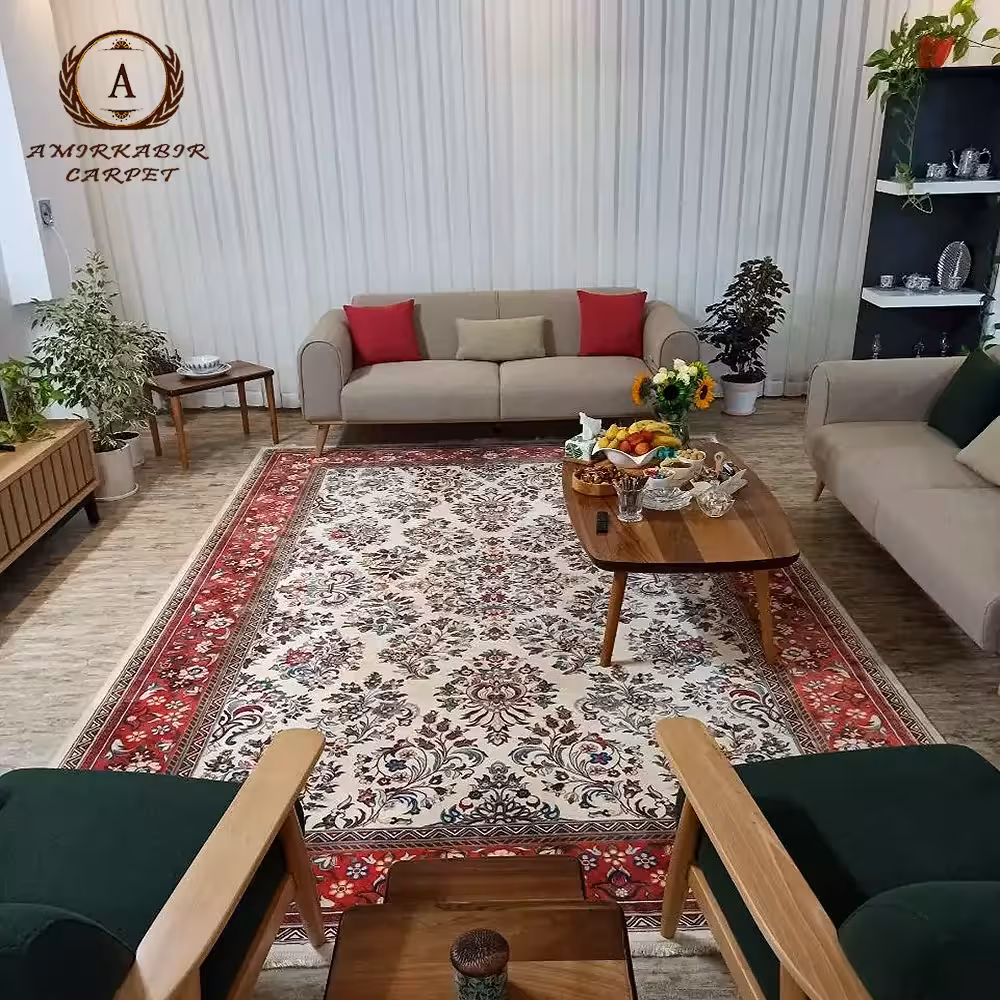 فرش سنتی کد 100355 کرم 1000 شانه