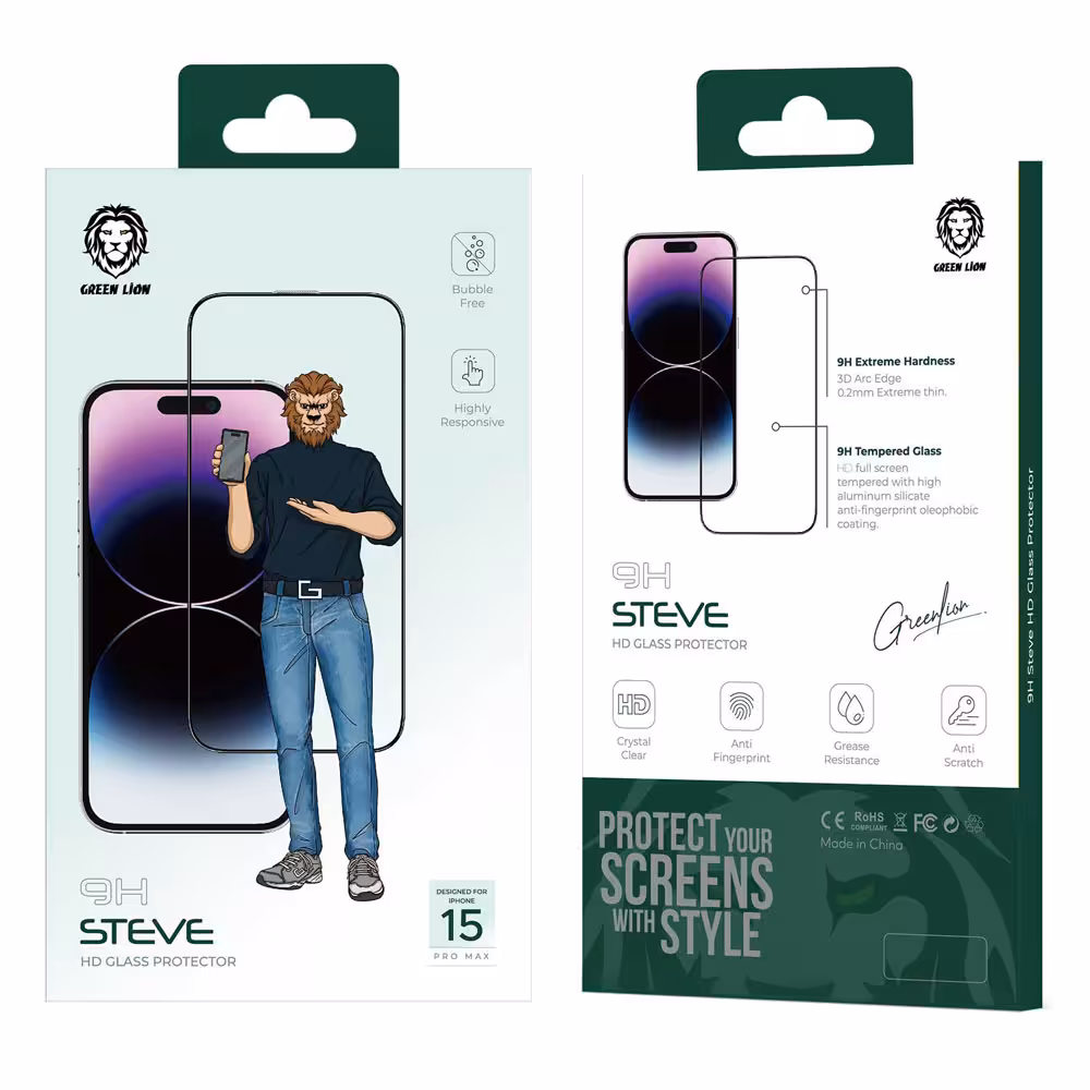 گلس استیو شفاف گرین لاین Steve آیفون iPhone 15 Pro Max