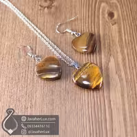 نیم ست سنگ چشم ببر جواهر لوکس تراش قلبی _ کد 401052