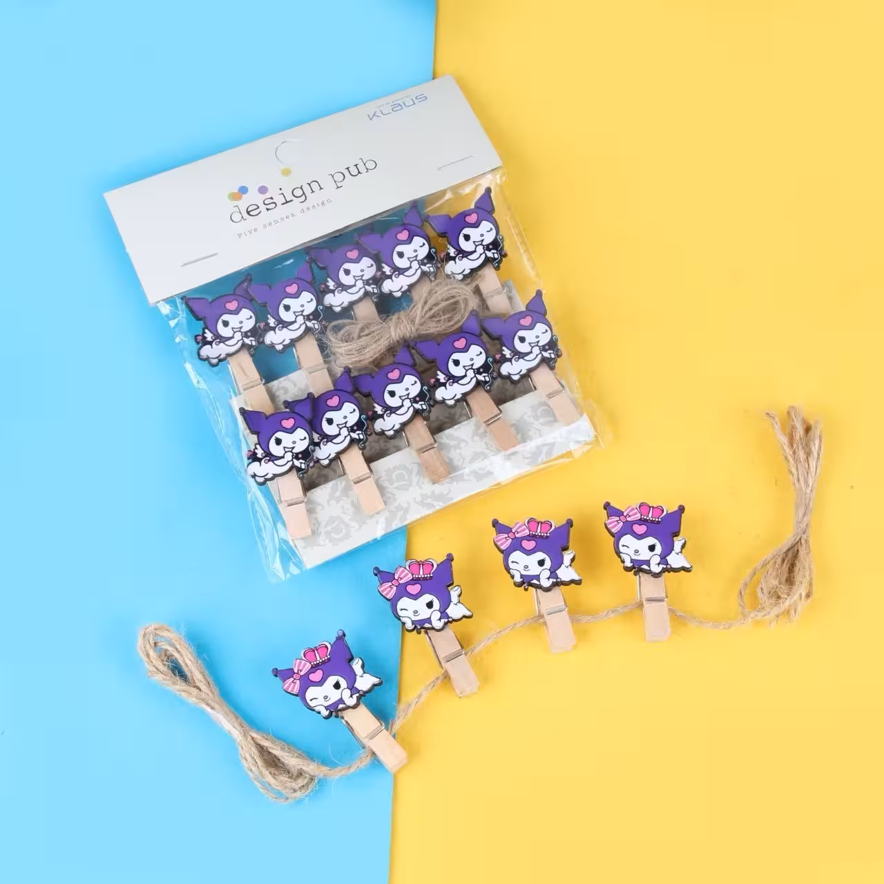 گیره چوبی کرومی 10 عددی با ریسه کنفی