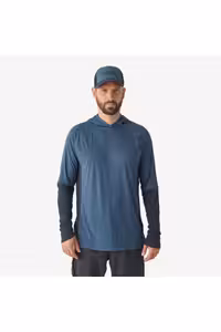 مردانه آستین بلند CAPERLAN HOODED UV T SHIRT شیلات محافظت شده آبی 500 Decathlon