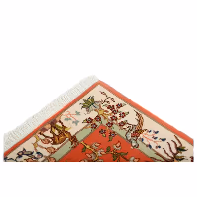 فرش دستبافت یک متری مدل گل ابریشم تبریز کد a537791