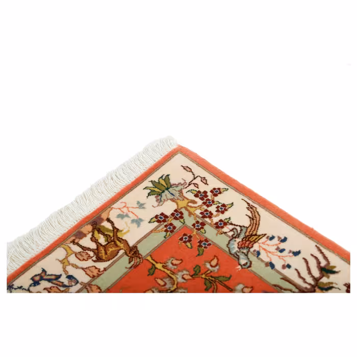 فرش دستبافت یک متری مدل گل ابریشم تبریز کد a537791