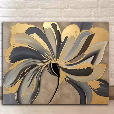 تابلو نقاشی ورق طلا طرح گل دکوراتیو نقش برجسته کد 0161