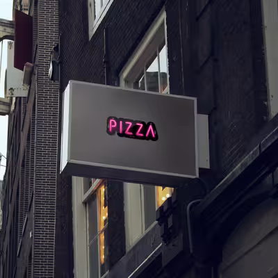 چراغ دیواری نئون دیزاین مدل Pizza-Text-BL_PN