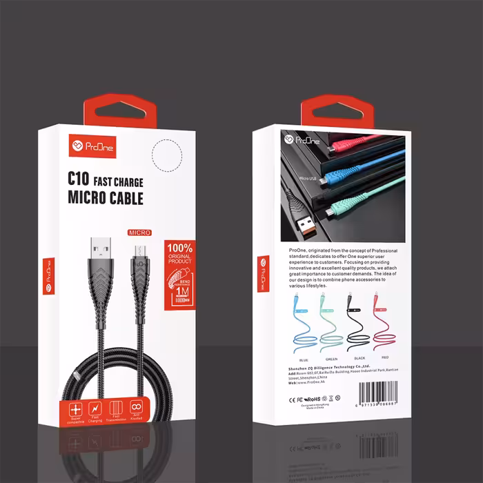 کابل تبدیل USB به microUSB پرووان مدل PCC170(C10) طول 1 متر