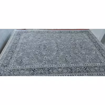 فرش ماشینی زمرد مشهد طرح افشان زمینه سیلور