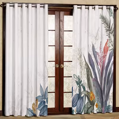 پرده مدل گل دار هازان پانچی کد 2675 سایز 140x200 سانتی متر