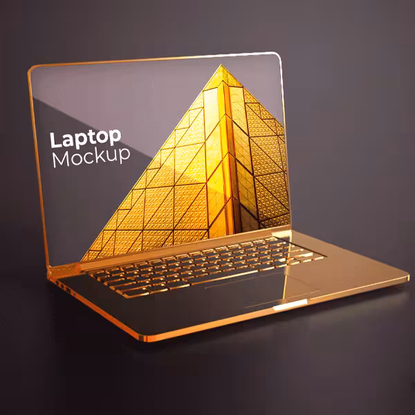 دانلود موکاپ لپ تاپ طلایی به صورت لایه باز برای فتوشاپ