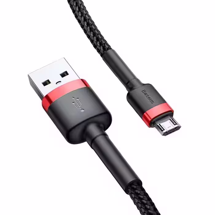 کابل شارژ cafule Cable USB For lightning 2.4A 1M Grey Black باسئوس - فروشگاه اینترنتی پروتاچ