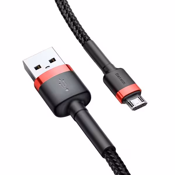 کابل شارژ cafule Cable USB For lightning 2.4A 1M Grey Black باسئوس - فروشگاه اینترنتی پروتاچ