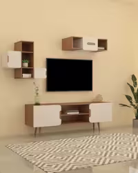 باکس دیواری تلویزیون سفید قهوه ای مدل T.W001