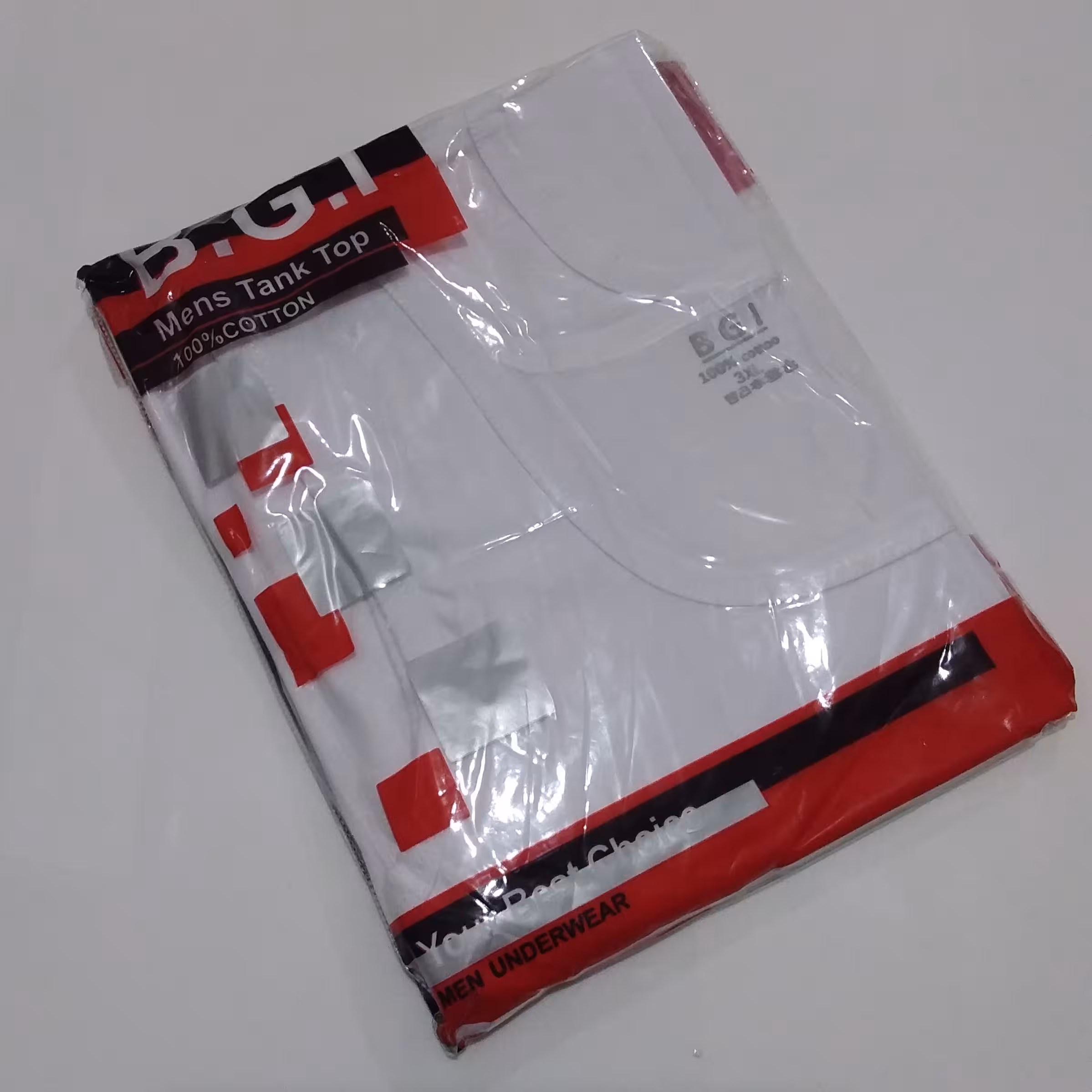 زیرپوش رکابی مردانه BGI سایز بزرگ سفید 2xl