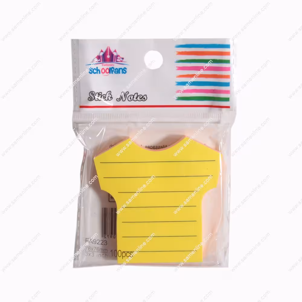 کاغذ یادداشت چسب دار ( استیک نوت ) اسکول فنس کد FA9223 مدل تیشرت