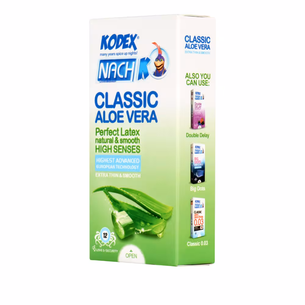 کاندوم نازک کلاسیک الوورا مدل Aloe Vera کدکس 12 عددی