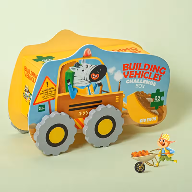 پازل کودک 63 تکه مدل ماشین راهسازی KID FANS BUILDING VEHICLES  کد KS2409