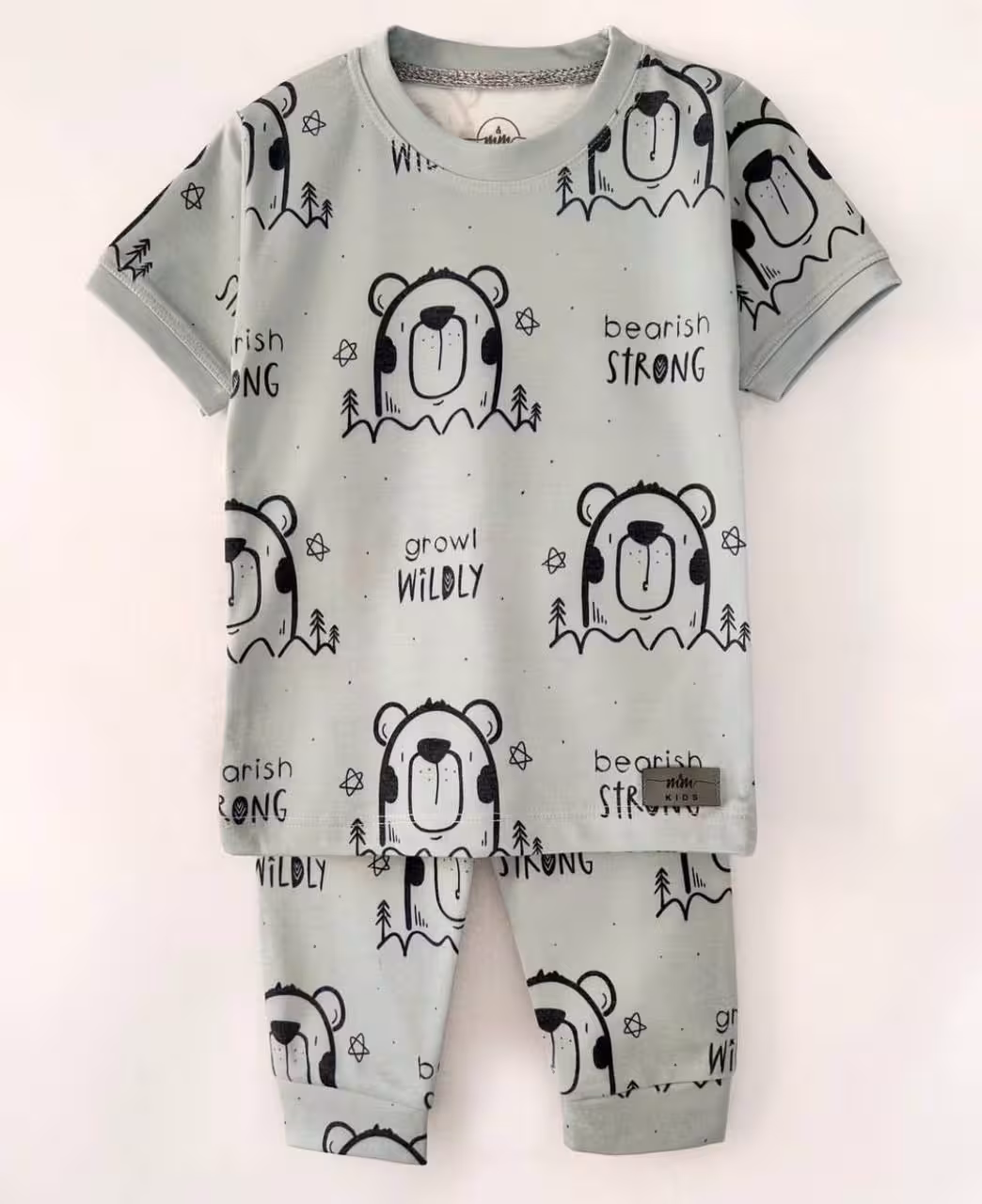 ست راحتی آستین کوتاه و شلوار بچگانه خرس قوی