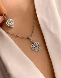 نیمست قلب نقره جواهری کد 00221