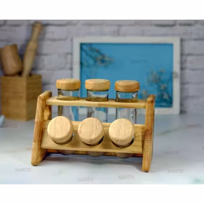 ست جا ادویه چوبی 6 تایی طرح پاریس کد 99065 از برند لونا رابروود