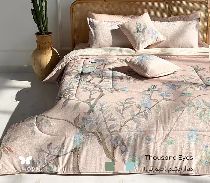 روتختی یک نفره طرح هزار چشم صورتی هرمدر