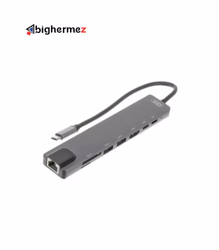 مبدل TYPE-C به  PD100W USB-C HDMI USB2 SD&TF RJ45 ایکس او مدل XO-HUB003