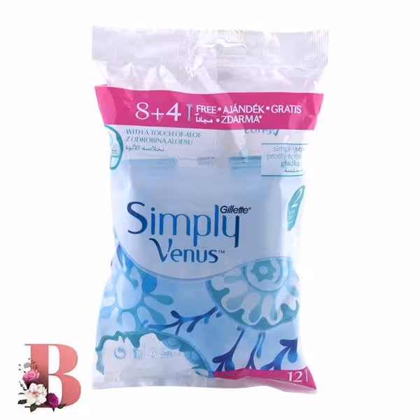 خودتراش ژیلت مدل Simply Venus بسته 12 عددی | Gillete simply venus 2 blades 12pcs