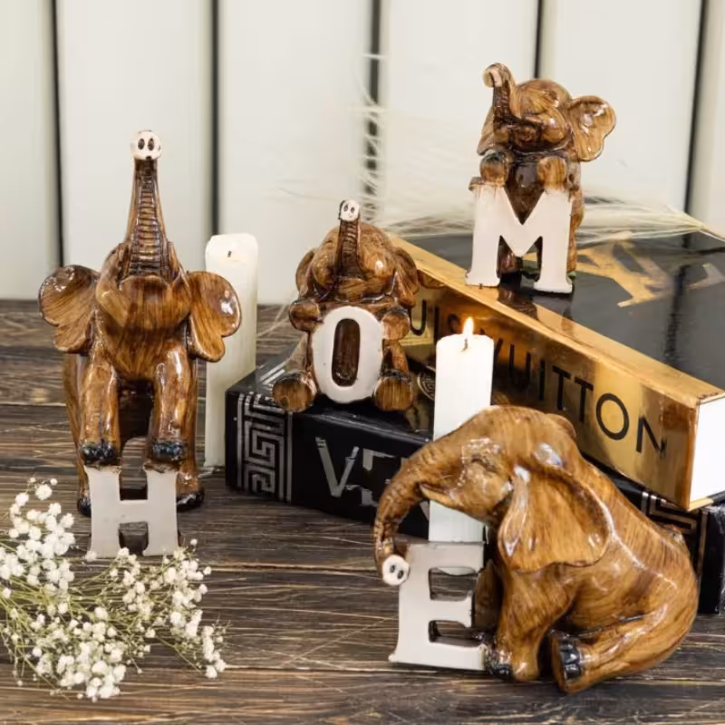 مجسمه دکوری فیل خانواده (چهارتایی)