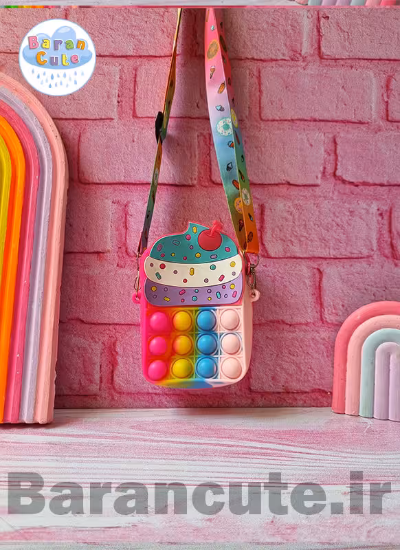 کیف سیلیکونی پاپتی طرح کاپ کیک هفت رنگ