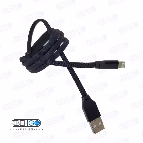 کابل شارژ آیفون مدل کنفی مشکی مناسب لایتنینگ 1m Hemp Charging Cable charge lightning cable