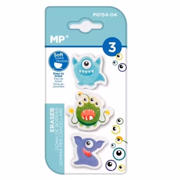 سر مدادی و پاک کن هیولا ام پی کد PG154-04 بسته 3 عددی