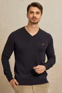 پلیور خاکستری مردانه BORG V NECK &#039;S اورجینال اسمایل SMILE