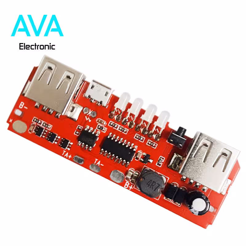 ماژول شارژ و دشارژ باتری لیتیومی 2A با دو خروجی USB و نشانگر LED