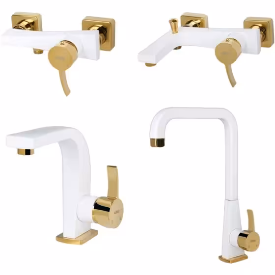 ست شیرالات کسری فیورنزو(فیروزه) سفید طلایی