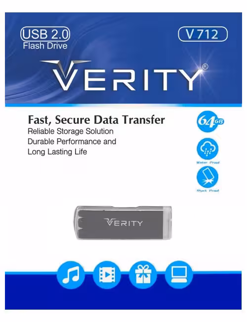 فلش مموری وریتی مدل V712 مشکی ظرفیت 64 گیگابایت