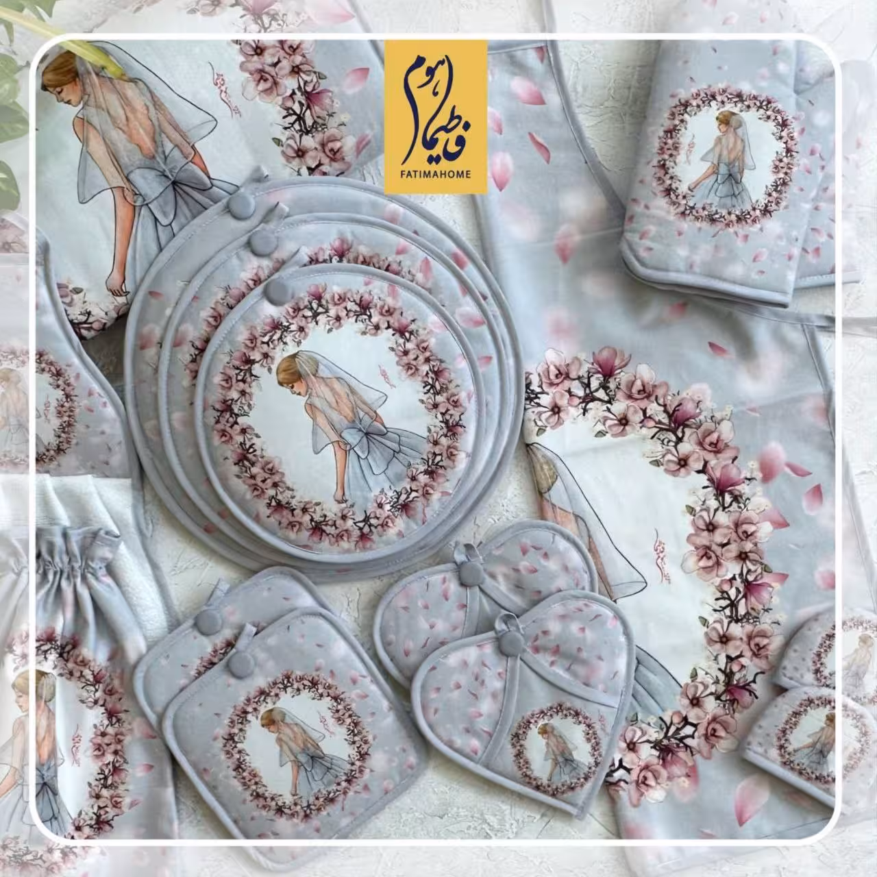 سرویس آشپزخانه مخمل 15 تکه مدل حنانه طرح 66