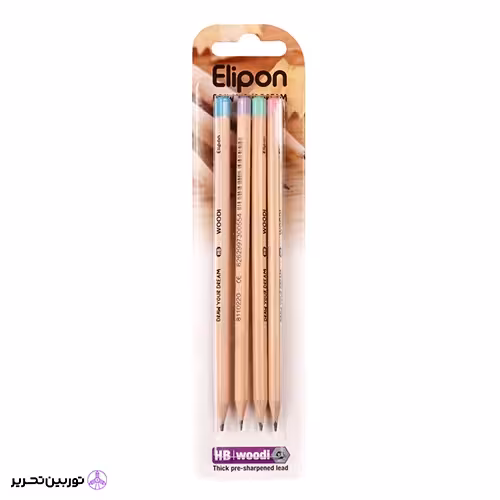 مداد مشکی الیپون چوبی شش گوش بسته 4 عددی