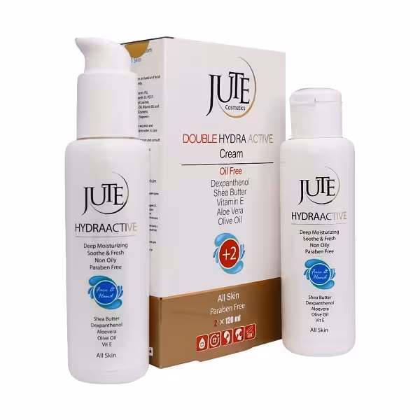پک دوعددی کرم مرطوب کننده و آبرسان ژوت مناسب انواع پوست JURE DOUBLE HYDRA ACTIVE CREAM 2*120 ML