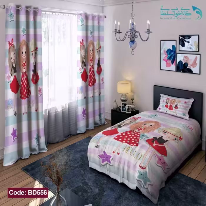 روتختی طرح دختر دامن خال خالی یکنفره کد BD556