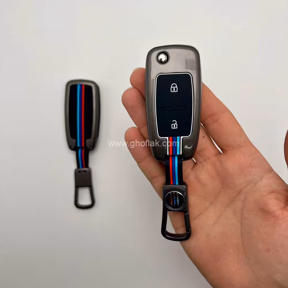 کاور ریموت پژو 405 و پارس کلید تاشو دو دکمه دور فلزی