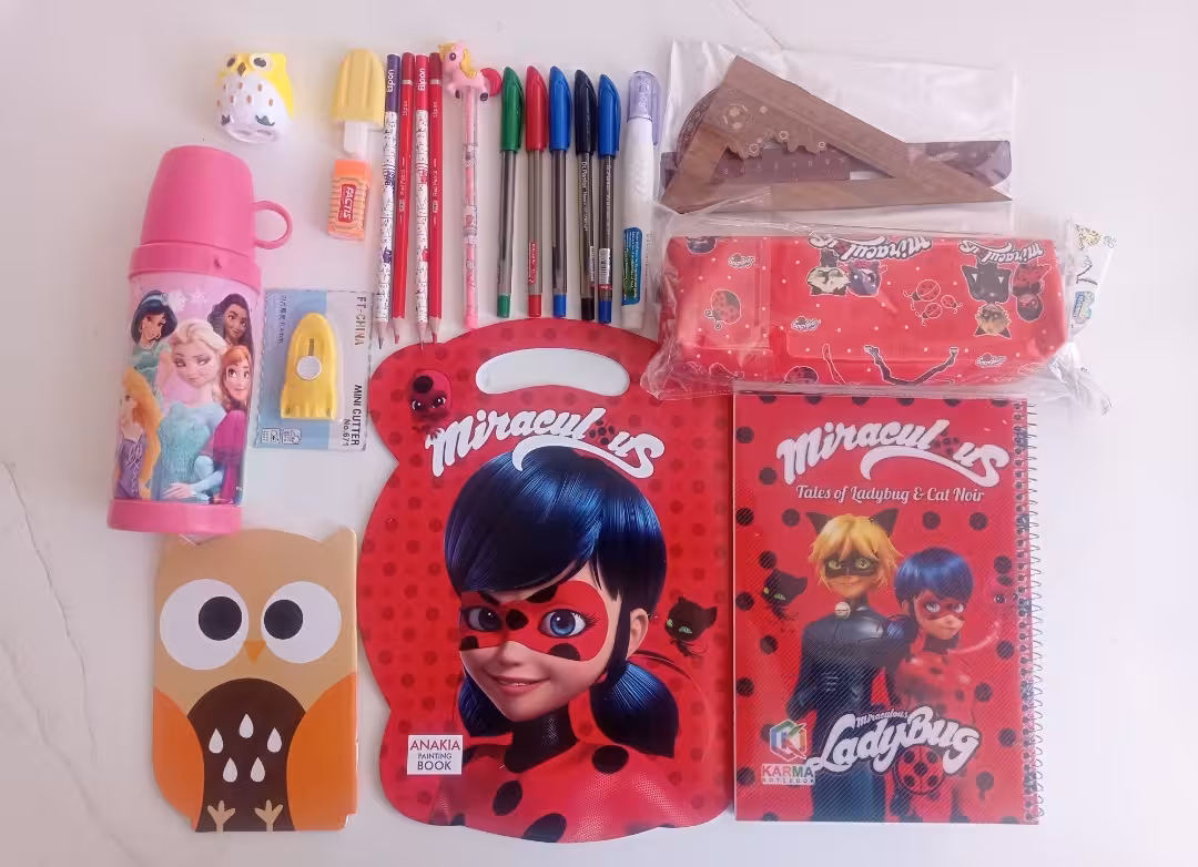 بسته لوازم تحریر پنجم دبستان دخترانه مجموعه 27 عددی با ارسال رایگان